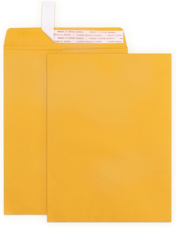 Goefun 9x12 Manilla Envelopes, 25 Pack | Self Seal, 100 GSM, Brown, Kraft, For Mailing, Organizing and Storage
