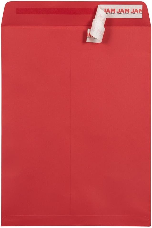 LUXPaper 9 x 12 Open End Envelopes | Peel & Press | Ruby Red | 80lb. Text | 50 Qty