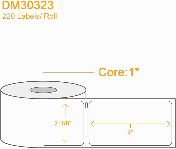 2640 Pcs/3-Proof 1" Core Labelebal Compatible with DYMO 30323,2-1/8" x 4"(54mm x 101mm) Direct Thermal Labels, Shipping Replacement Labels Compatible for DYMO LabelWriter Printer (NOT for 550,5XL)