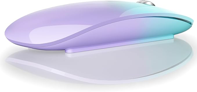 TENMOS M18 Bluetooth Mouse,USB C Rechargeable Wireless Mouse, Green&Purple | Tri-Mode BT5.1/5.0+2.4G, Silent, Portable, Battery Level Visible, USB Receiver,Type C Adapter, for Laptop/Macbook/iPad/PC