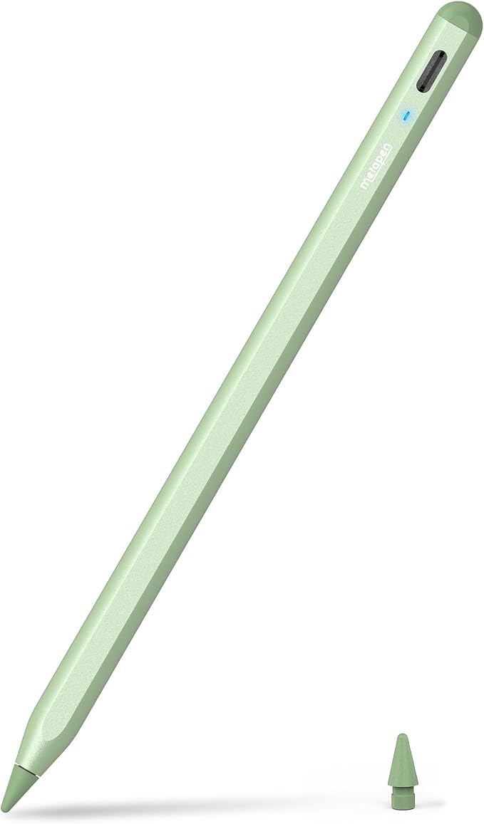 Metapen Pencil A8 for Apple iPad 2018-2026, (2X Faster Charge), Palm Rejection, Pixel Precision, Stylus Pen for iPad 11/10/9/8/7/6th Gen, Pro 12.9/11/13-inch M4, Air 3/4/5/M2/M3, Mini 5/6th, Green