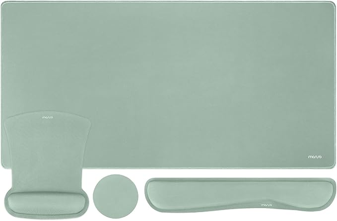 MOSISO Keyboard Mouse Pad Set, Large Gaming Mousepad&Keyboard Wrist Rest | Mouse Wrist Rest&Coaster, Ergonomic Non-Slip Mousepad&Easy Typing Cushion with Memory Foam for Home Office, Antique Green