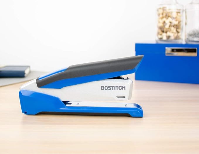 Bostitch Office InPower Spring-Powered Premium Desktop Stapler - One Finger, No Effort, Blue/Silver (1118) (Pack of 5)