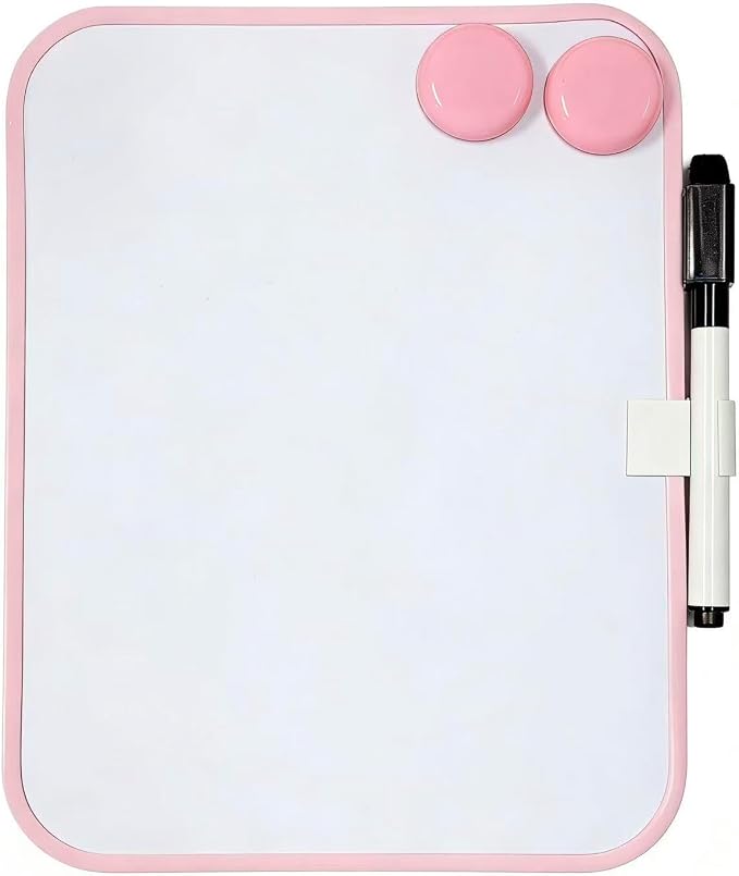 Magnetic Whiteboard with Marker and Magnets, 6" x 8",Small Whiteboard for Classroom, School Locker,Home, Office (Pink)