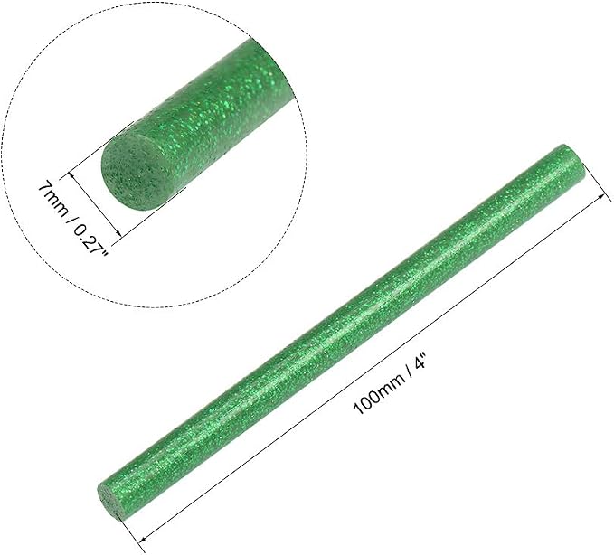 uxcell 30pcs Mini Hot Glue Gun Sticks 4-inch x 0.27-inch High Sticky Small Hot Glue Sticks for Glue Gun, Glitter Green