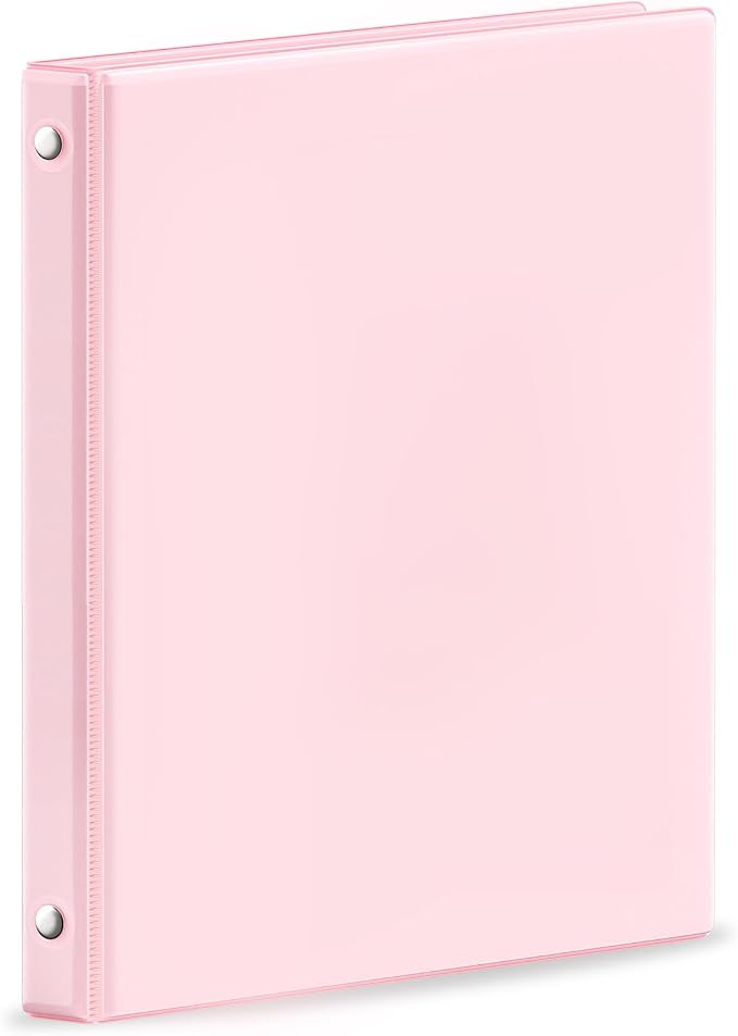 SUNEE 3 Ring Binder 1/2 Inch 1 Pack, Clear View Binder Three Ring PVC-Free (Fit 8.5x11 Inches) for School or Office Supplies, Pink