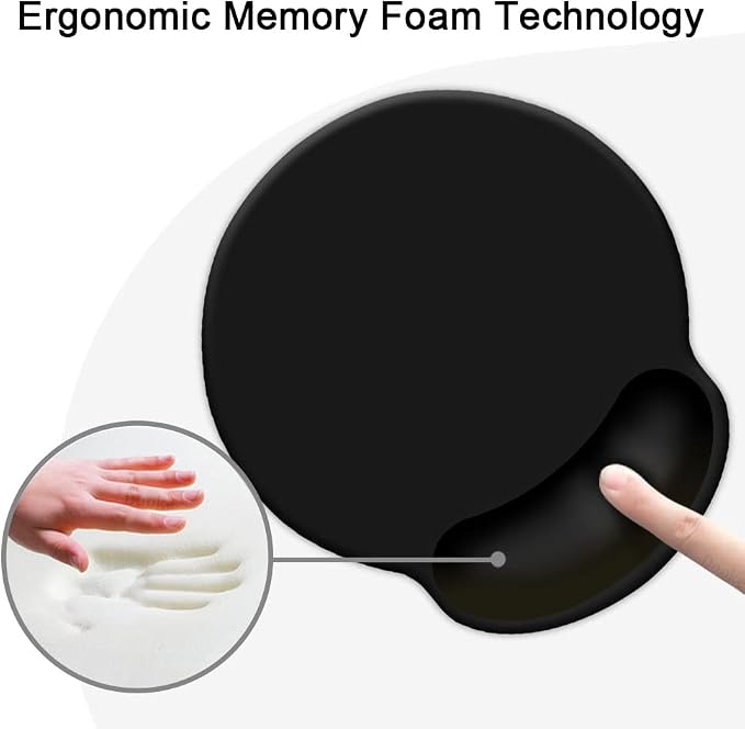 DOOKE Ergonomic Mouse Pad with Wrist Support,Wrist Pad with Coaster Non-Slip Rubber Base for Computer,Laptop,Home Office Gaming,Working,Easy Typing & Pain Relief,Black