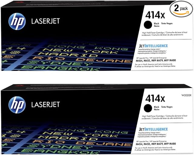 HP 414X High-Yield Black Toner Cartridge 2-Pack | Works with Color LaserJet Enterprise M455dn, MFP M480f, Pro M454, MFP M479 Series | W2020XD1
