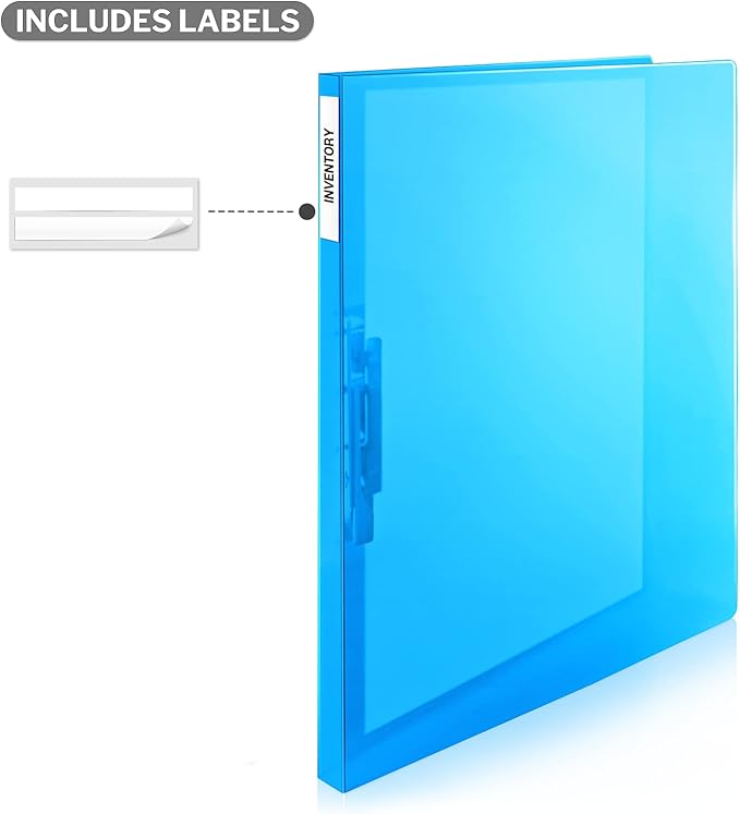 CRANBURY Punchless Clamp Binder (Blue), 8.5x11 Folder with Metal Clip, Ringless Binder Holds 100 Letter Size Pages, Documents, for Home or Office, Transparent Acid-Free Poly