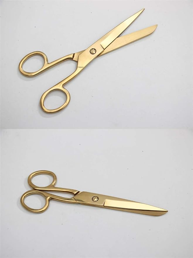 NatSumeBasics 7" Gold Craft Scissors, Sharp Stainless Steel Professional Tailor Shears for Cutting Fabric Leather Sewing & DIY Crafts
