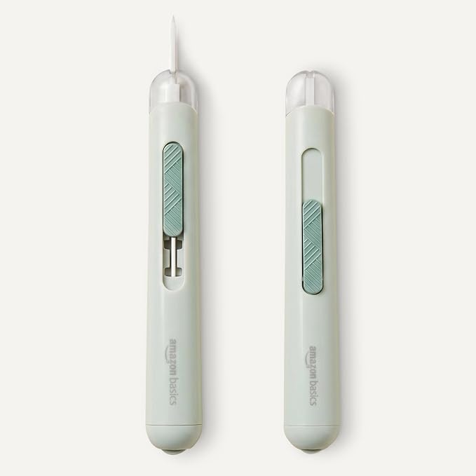 Amazon Basics Ceramic Box Cutter Utility Knife, Adjustable Safety Cutter, 0.75 x 0.75 x 5.50 inches, Green, 1-Pack