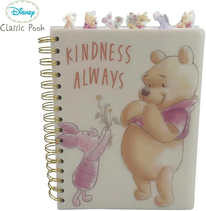 Disney Winnie the Pooh Tab Journal Notebook, Spiral Bound, 144 Lined Pages, 8 x 7 inches