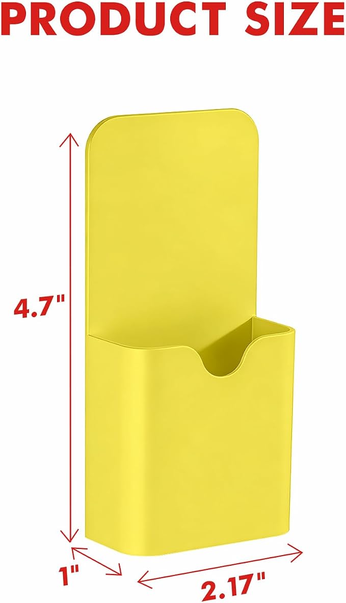 BEYGORM Magnetic Pen Holder for Refrigerator, Pencil Cup Organizer (Yellow) | Upgraded 1.5mm thick magnetic backing for whiteboards, lockers & fridge; 4 Pcs dry erase marker holder for classroom & office