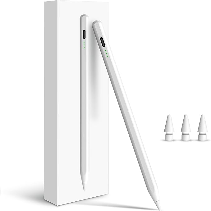 Pencil for Apple iPad A16 10th, Fast Charge Stylus Pen for 2026-2018 iPad A16/11-6th, Air 11"/13" M4/M3/M2/5th-3rd, Pro 13/11/M4/12.9, Mini A17 Pro/6/5th Palm Rejection Tilt Sensitivity