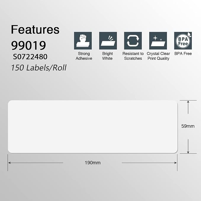 BETCKEY Colored Labels Compatible with Dymo 99019 (2-5/16" x 7-1/2") for Files, Folder, Binders, Compatible for Dymo LabelWriter Thermal 450, 4XL & Zebra Desktop Printers [6 Rolls, 900 Labels, Orange]