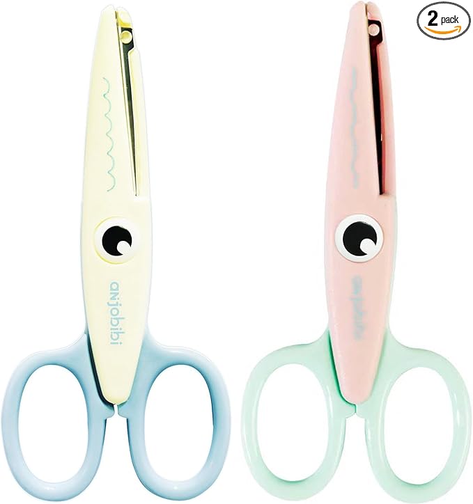 Scissors for Crafting (2-Pack)-Decorative Pattern Edge Craft Scissors,Suitable for Fun DIY Scrapbooking Crafting Projects for Kids Adults (Beige+Pink)