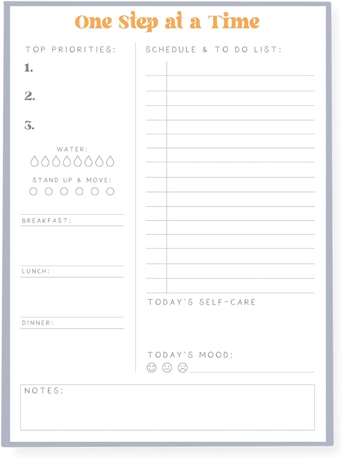 Graphique Self Care To-Do List Notepad | 150 Tear-Away Sheets | Task Planner | Daily Organizer | Memo Writing Pad | Priority Checklist | Undated | 6” x 8”