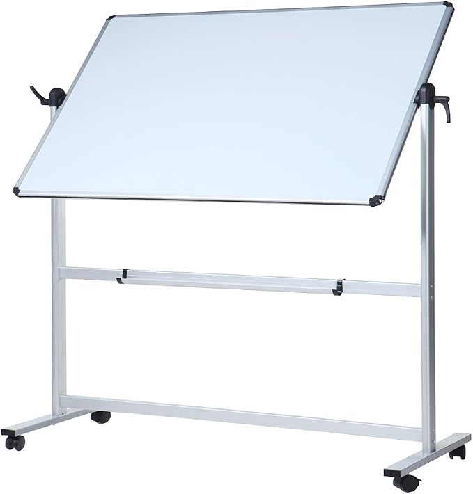 VIZ-PRO Double-Sided Magnetic Mobile Whiteboard, 72" x 48" | 6' x 4' Rolling Dry Erase Board Easel Stand on Wheels with Aluminium Frame for School Office Home