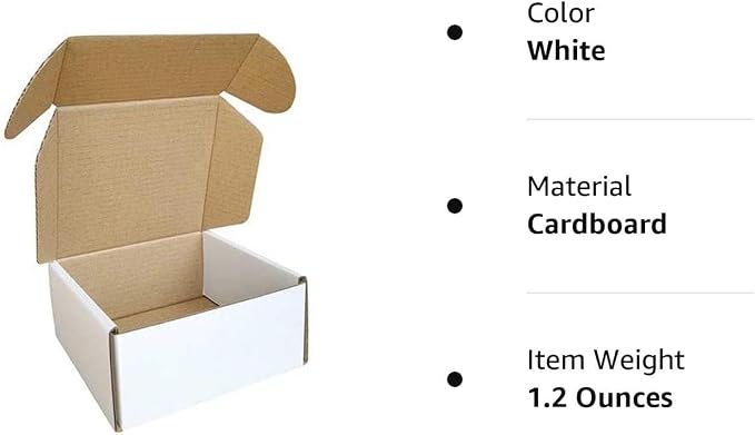 4x4x2'' (Inner Size) Corrugated Mailer, 25 Pack, Cardboard Small Shipping Boxes, Oyster White (CM442-25)