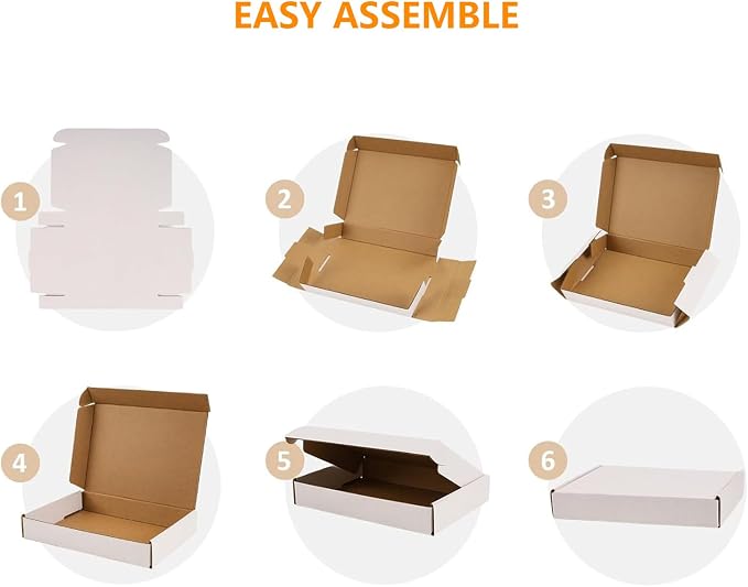 20 Pack 12x9x4 Shipping Boxes, White Corrugated Cardboard Packaging Box for Small Business