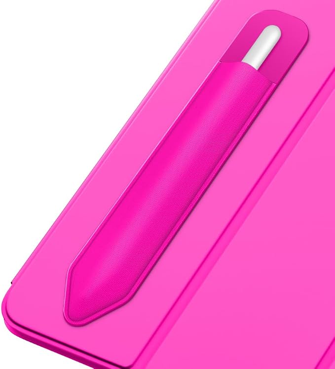 MoKo Adhesive Pencil Case Holder Sticker for Apple Pencil, Pitaya Red | Elastic Pencil Pocket Pouch, Adhesive Sleeve, Attached to iPad Case, For Pro/USB-C/1st/2nd Gen and Similarly Stylus Pens