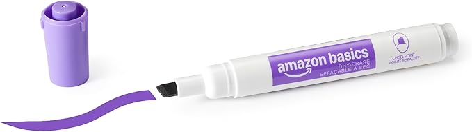 Amazon Basics Low-Odor Dry Erase Whiteboard Markers, Chisel Tip, Quick-Dry, 12 Assorted Colors, 36-Pack