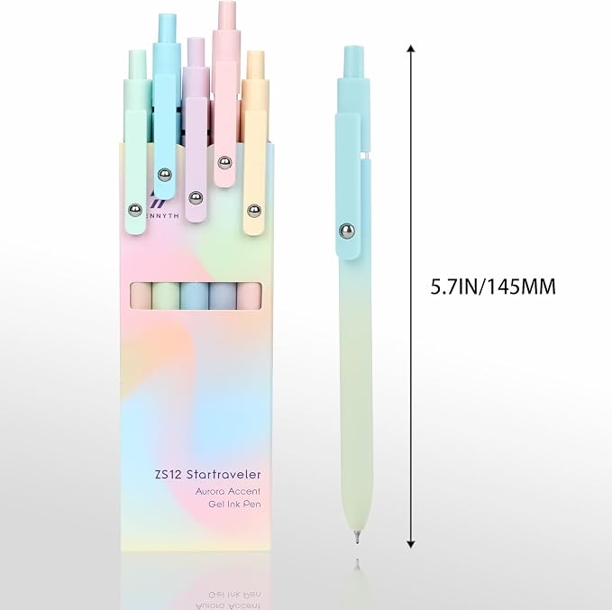 Ddaowanx Gel Pens,5 Pcs 0.5mm Retractable Quick Dry Black Ink Pens (Pack of 2)
