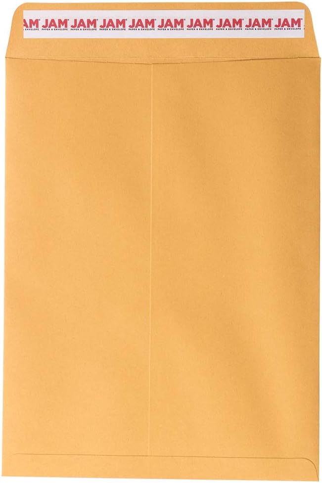 JAM PAPER 9 x 12 Open End Catalog Premium Envelopes with Peel and Seal Closure - Brown Kraft Manila - 50/Pack