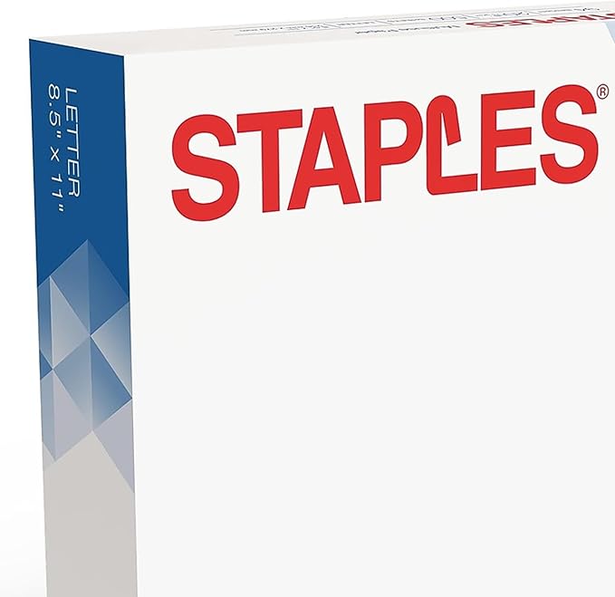 Staples Multipurpose Copy Printer Paper, 20 lb, 8.5 x 11 Inches, 1 Ream, 94 Bright, White