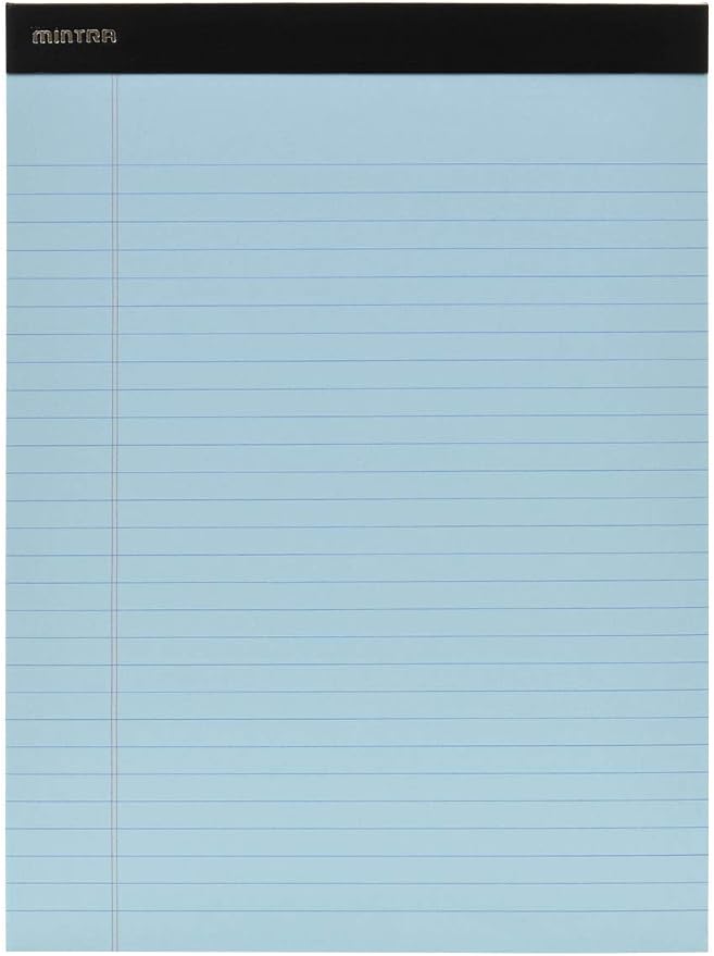 Mintra Office Colorful Legal Pads - Includes 2 Blue, 2 Pink, and, 2 Green Writing Pads, Micro Perforated Lined Sheets, Ideal for Professional & Personal Use, 8.5"x11" Wide Ruled, 6 pack Pastel Set 2