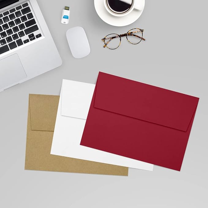 LUXPaper A7 Invitation Envelopes | Peel & Press | 5 1/4" x 7 1/4" | Garnet Red | 80lb. Text | 50 Qty