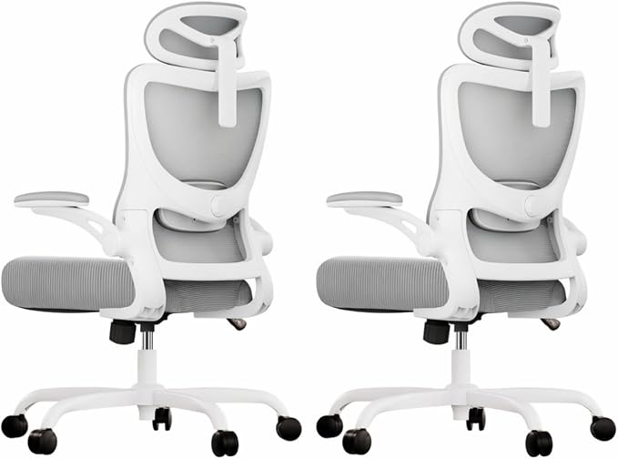 Marsail Ergonomic Office Chair with 3D Armrests, Pack of 2 | Office Desk Chair with High Back Mesh, Adjustable Lumbar Support, Rolling Work Swivel Task Chairs with Wheel, Headrest, home