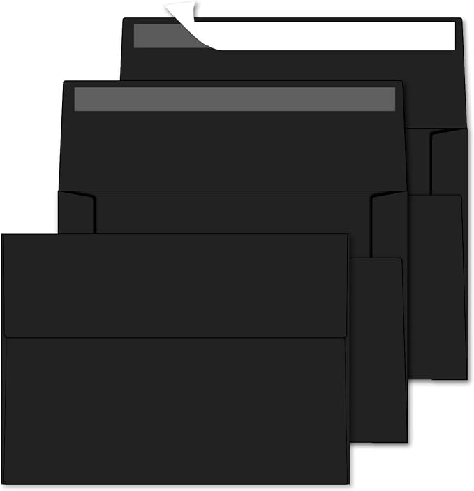 4x6 Envelopes For Invitation(50, Black, A4) | A4 Envelope,50 pack 4x6 card Envelopes Self Seal,for weddings, greeting cards,baby shower,photos,birthday