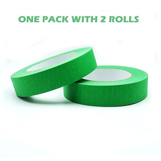 1 inch Masking Tape, Green Painters Tape 1 inch Wide 55 Yards X 2 Rolls, Green Paper Tape for Arts DIY Crafts Painting Labeling Decoration School Projects Home Office