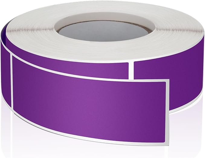 Purple Rectangle Stickers 3 x 1 Inch Color Coding Labels Vinyl Roll Self-Adhesive Waterproof Removable 500 PCS