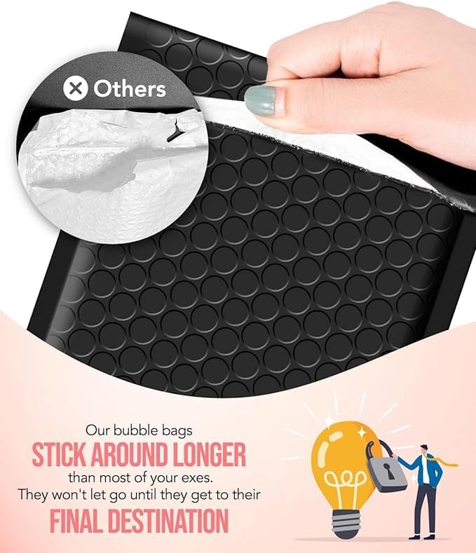 FCLMHD bubble mailers 4x8 100pack waterproof envelopes 4x6 bubble mailers Shipping Envelopes Bags black padded envelopes for Small Business, Envelope Mailers（100 4x8)