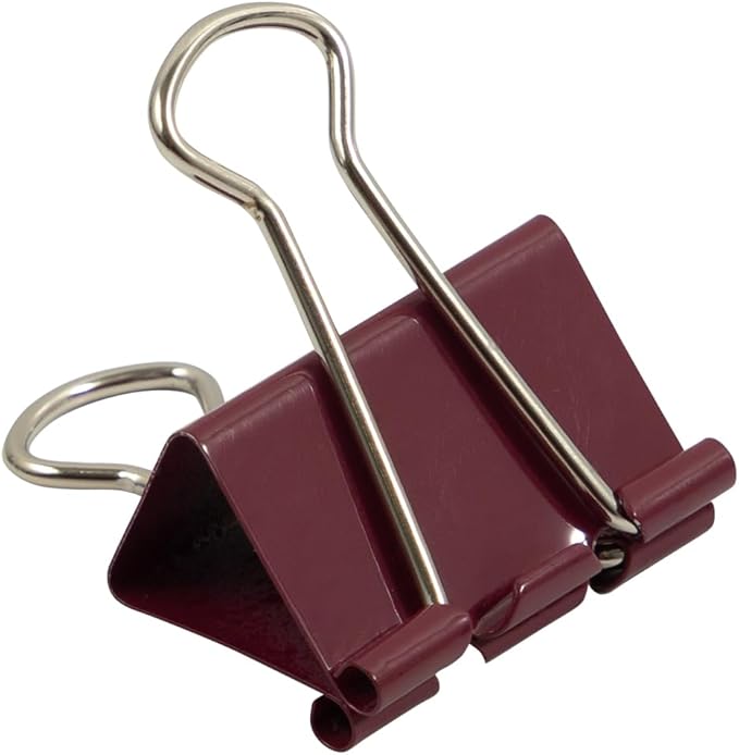 JAM PAPER Colorful Binder Clips - Medium - 1 1/4 Inch (32 mm) - Burgundy Binderclips - 15/Pack