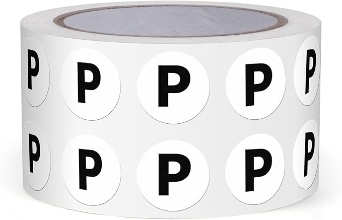 Letter P Stickers 0.5 Inch Vinyl Round Alphabet Label 1000 PCS | Self-Adhesive, Removable, Waterproof, Circle Capital Dots Tags, for Home Office Inventory Classroom