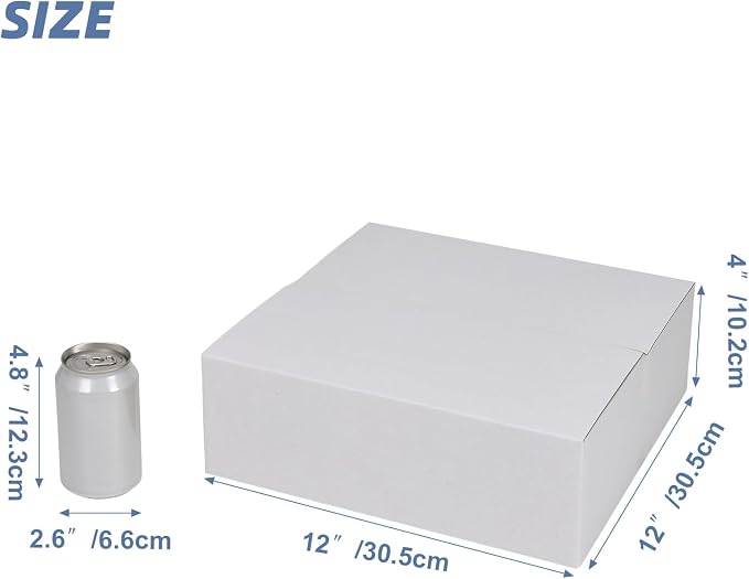 Hoikwo 12x12x4 Thin Shipping Boxes Set of 15 | White Corrugated Cardboard Box for Small Business for Packaging Mailing Light Weight Items