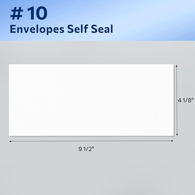 SUNEE #10 Security-Tinted Self Seal Envelopes – 500 Pack White Windowless Mailing Envelopes, 24LB Printer Friendly for Business, Home & Office Use (4-1/8 x 9-1/2")