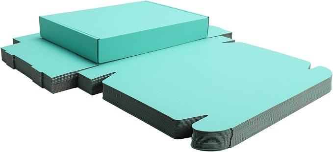 LightGreen Shipping Packaging Box Mailer E-Commerce Packing 20Pcs13×9×2Inch | Corrugated cardboard Wraps,flat pre-folded easy assembly,online store daily shipping parcels,gifts boxes,cross-border mailing