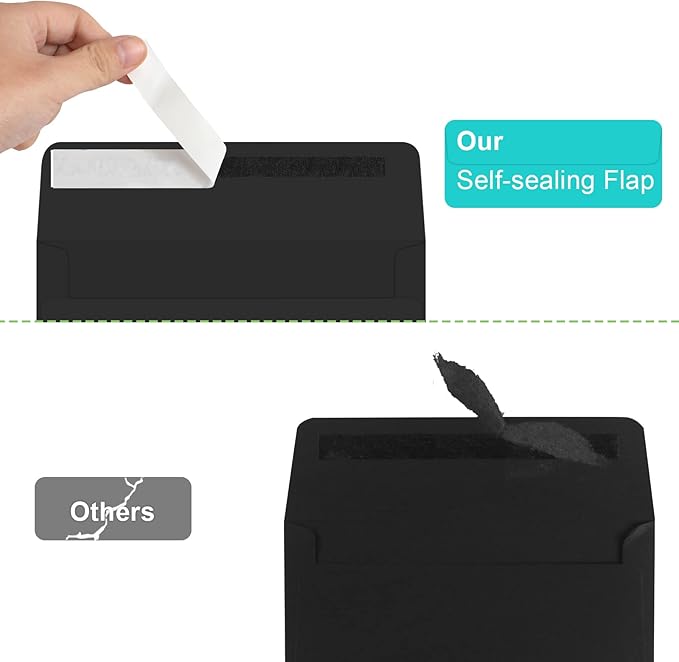 70 Packs of Invitation Envelopes, A2 Envelopes Black, Postcard Envelopes for 4.5x5.5 Cards, Envelopes for Invitations, Self Seal for Photos RSVP, Greeting Cards