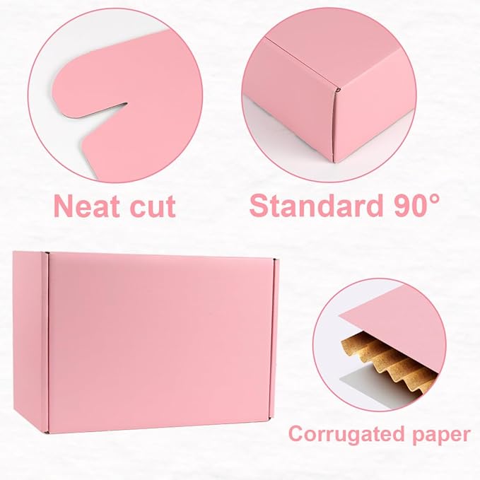 FORBFAN 9x6x4 Pink Shipping Boxes 30 Pack, Mailer Boxes for Packaging Small Business, Cardboard Boxes for Shipping Moving Mailing