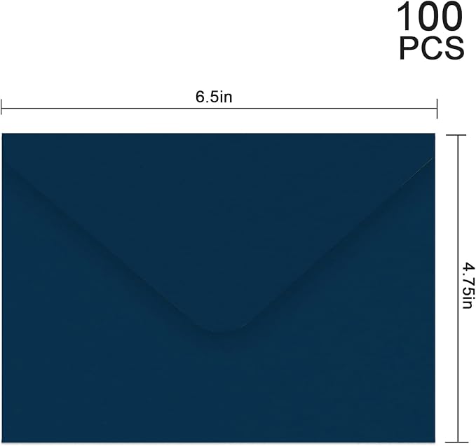 100 Pack 4x6 Navy Blue A6 Envelopes for Invitations, Postcards, Photos - Used for Graduation, Wedding, Baby Shower