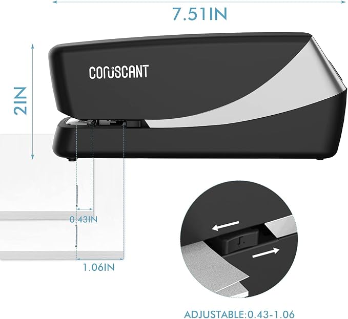 Coruscant Electric Stapler, Automatic Stapler, Heavy Duty，25 Sheet, Store 210 Staples，Including 2000 Staples,and 1 Staple Remover, Electric Desktop AC or Battery Powered for Home/Office Use
