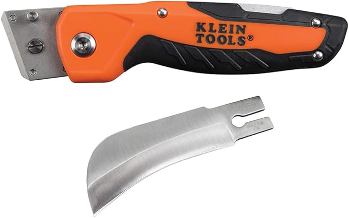 Klein Tools 44218 Utility Knife, Electricians and Folding Pocket Knife with Hawkbill Blade for Cable Skinning, Replaceable Blade