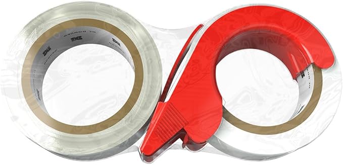 [110 Total Yards] Clear Packing Tape with Dispenser [2 Pack] Packaging Tape 1.88 Inch x 55 yd Refill Rolls for Shipping Mailing Moving