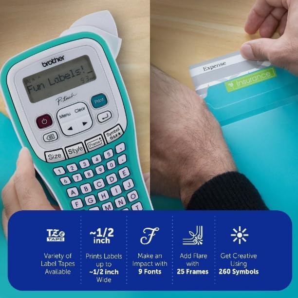 Brother P-Touch PTH103W Handheld Personal Label Maker with Tape, New, 1 Piece
