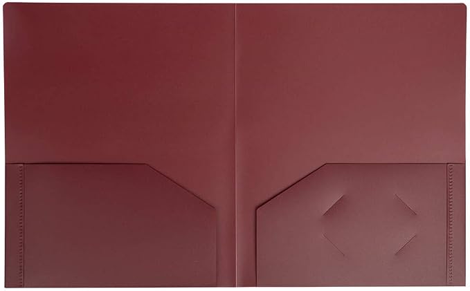 JAM PAPER Heavy Duty Plastic 2 Pocket Extra Tough School Folders - Burgundy - 6/Pack