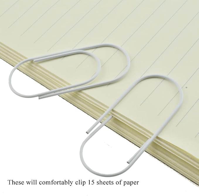 HAHIYO Paper Clips 2 inches (50mm) Length White Wide Paperclips Vinyl Coated Prevent Scratching Tearing The Pages Sturdy for Bookmark Organize Home Office School 30 Pack